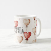 Red Cream Heart Balloons Kaffeetasse (VorderseiteRechts)