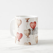 Red Cream Heart Balloons Kaffeetasse (Vorderseite Links)