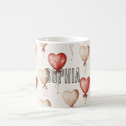 Red Cream Heart Balloons Kaffeetasse (Mittel)