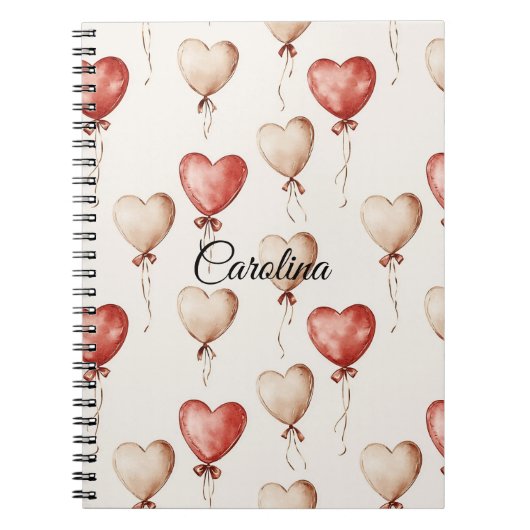 Red Cream Heart Balloons Notizblock (Vorderseite)