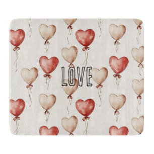 Red Cream Heart Balloons Schneidebrett