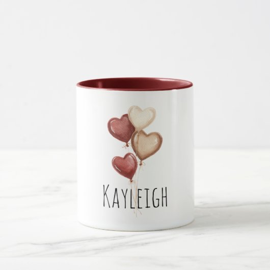 Red Cream Heart Balloons Tasse (Zentrum)