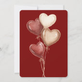 Red Cream Heart Balloons Wedding Einladung (Rückseite)