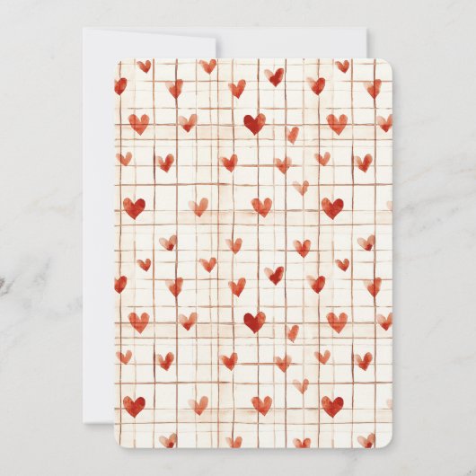 Red Cream Hearts Lines Birthday Einladung (Rückseite)