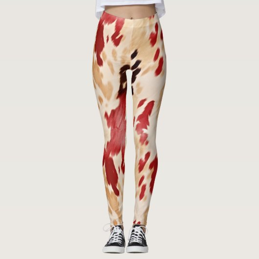 Red Cream Ivory Cowhide Leggings (Vorderseite)