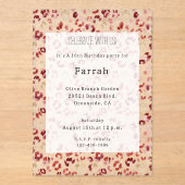 Red Cream Leopard Animal Print Birthday Acryleinladungen (Vorderseite)