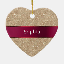 Red Cream Leopard Animal Print Christmas Keramik Ornament