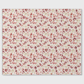 Red Cream Leopard Animal Print Geschenkpapier (Flach)