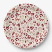 Red Cream Leopard Animal Print Pappteller (Vorderseite)