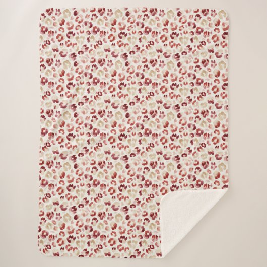 Red Cream Leopard Animal Print Sherpadecke (Vorderseite)
