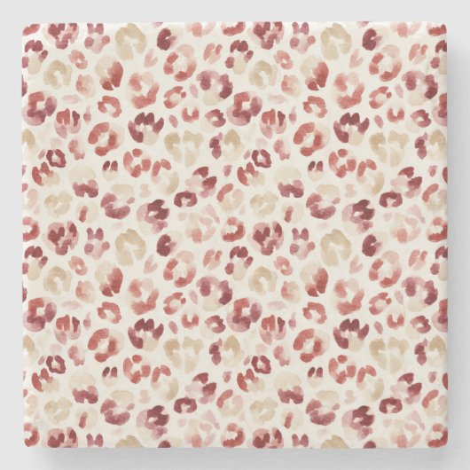 Red Cream Leopard Animal Print Steinuntersetzer (Vorderseite)