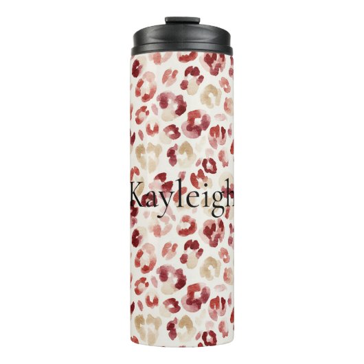 Red Cream Leopard Animal Print Thermosbecher (Vorderseite)