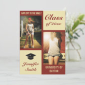 Red Cream Modern Foto Graduation Party einladen Einladung (Stehend Vorderseite)