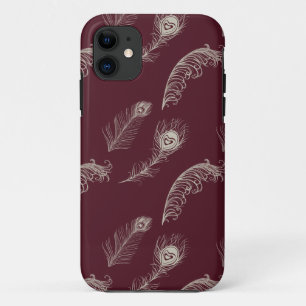 Red Cream Peacock Feathers Case-Mate iPhone Hülle