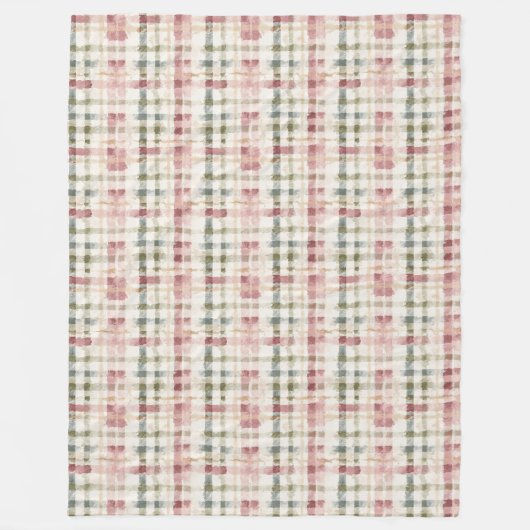 Red Cream Plaid Stripes Birthday Fleecedecke (Vorderseite)