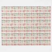 Red Cream Plaid Stripes Birthday Fleecedecke (Vorderseite (Horizontal))