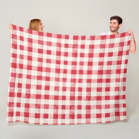 Red Cream Plaid Stripes Birthday Fleecedecke (Beispiel)
