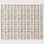 Red Cream Plaid Stripes Birthday Geschenkpapier (Flach)
