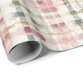 Red Cream Plaid Stripes Birthday Geschenkpapier (Rolleneckpunkt)