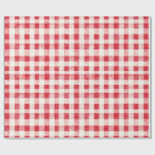 Red Cream Plaid Stripes Birthday Geschenkpapier (Flach)