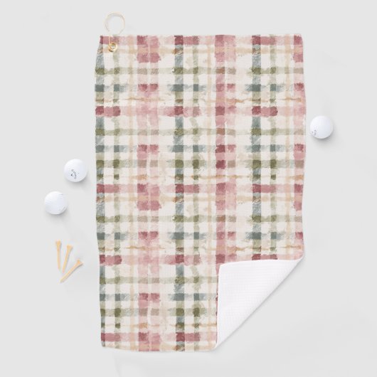 Red Cream Plaid Stripes  Golfhandtuch (Insitu)