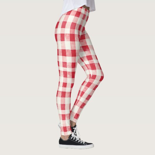Red Cream Plaid Stripes   Leggings (Rechts)