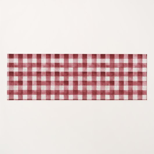 Red Cream Plaid Stripes Yogamatte (Vorderseite (Horizontal))