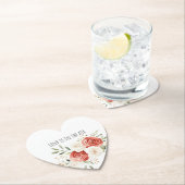 Red Cream Roses Floral Love Bridal Shower Untersetzer (Vor Ort)