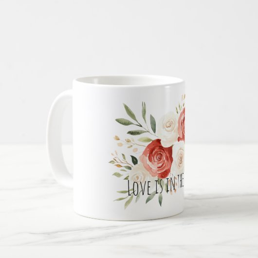 Red Cream Roses Floral Love Kaffeetasse (Vorderseite Links)