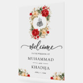 Red Cream Roses Muslim Wedding Welcome Acrylschild (Winkel)