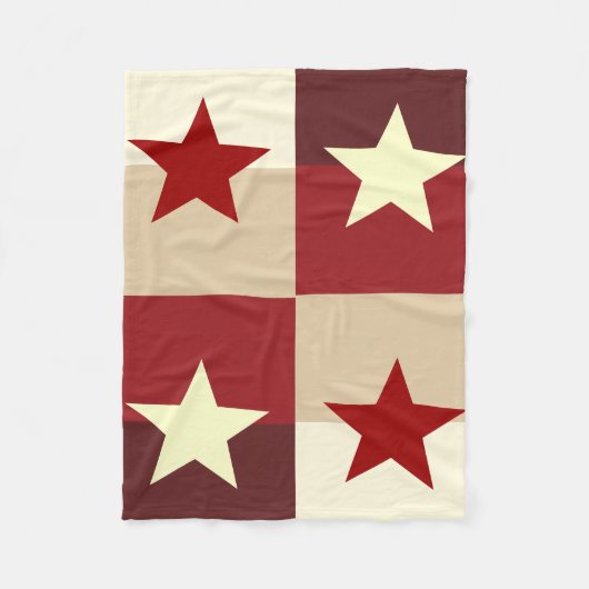 Red & Cream Star gequiltet Fleecedecke (Vorderseite)