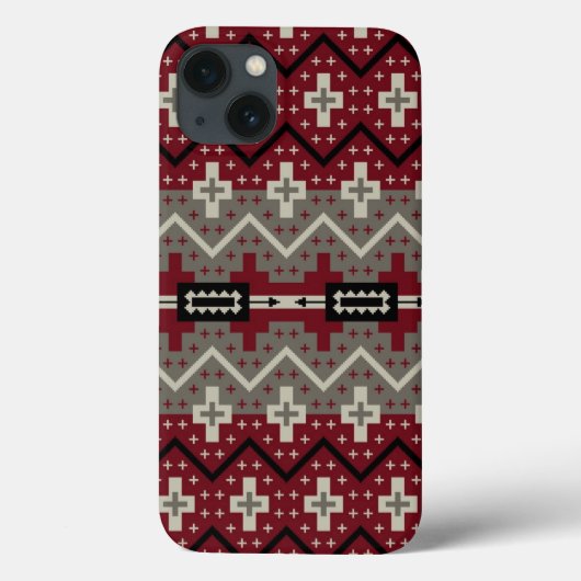 Red Cream Tribal Muster Abstrakt Case-Mate iPhone Hülle (Rückseite)