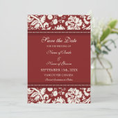 Red Cream Wedding Save the Date Card (Stehend Vorderseite)