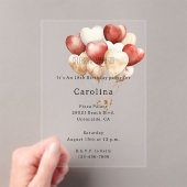 Red Cream White Hearts Balloons Birthday  Acryleinladungen (Insitu (Handheld))