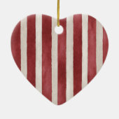 Red Cream White Stripes Gold Ribbon Christmas Keramik Ornament (Hinten)