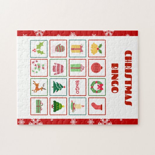 Red Creative Christmas Bingo Jigsaw Puzzle (Horizontal)