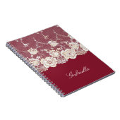 Red Creme White Lace Floral Notizblock (Rechte Seite)
