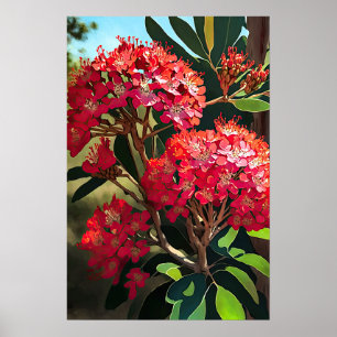 Red Crepe Myrtle Blume Art Print Poster