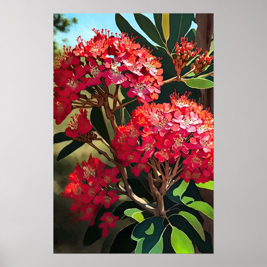Red Crepe Myrtle Blume Art Print Poster (Vorne)