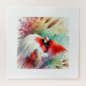 Red crested cardinal 060824AREF107 - Watercolor Puzzle (Horizontal)