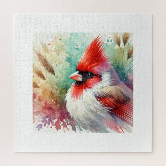 Red crested cardinal 060824AREF107 - Watercolor Puzzle (Vertikal)