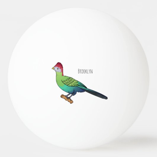 Red-crested turaco bird cartoon illustration tischtennisball (Vorderseite)