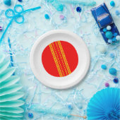 Red Cricket Ball Pappteller (Party)