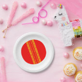 Red Cricket Ball Pappteller (Party)