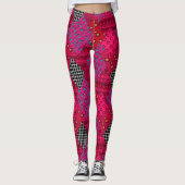 Red Crimson Colorful Patchwork Leggings (Vorderseite)
