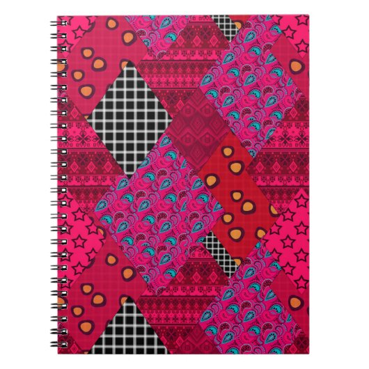 Red Crimson Colorful Patchwork Notizblock (Vorderseite)