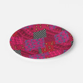 Red Crimson Colorful Patchwork Pappteller (Schrägansicht)