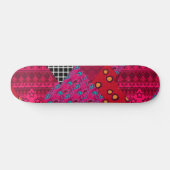 Red Crimson Colorful Patchwork Skateboard (Horizontal)
