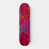 Red Crimson Colorful Patchwork Skateboard (Vorne)