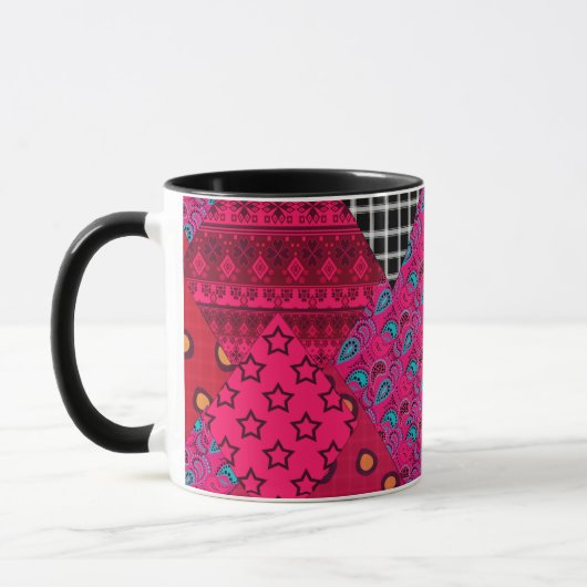 Red Crimson Colorful Patchwork Tasse (Links)